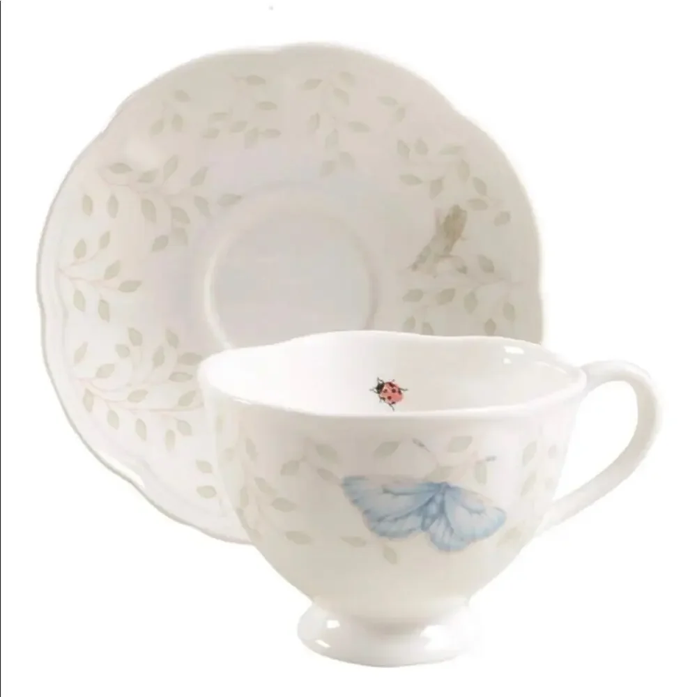 Lenox Butterfly Meadow Footed Tea Cup Saucer Coffee Cup Mug